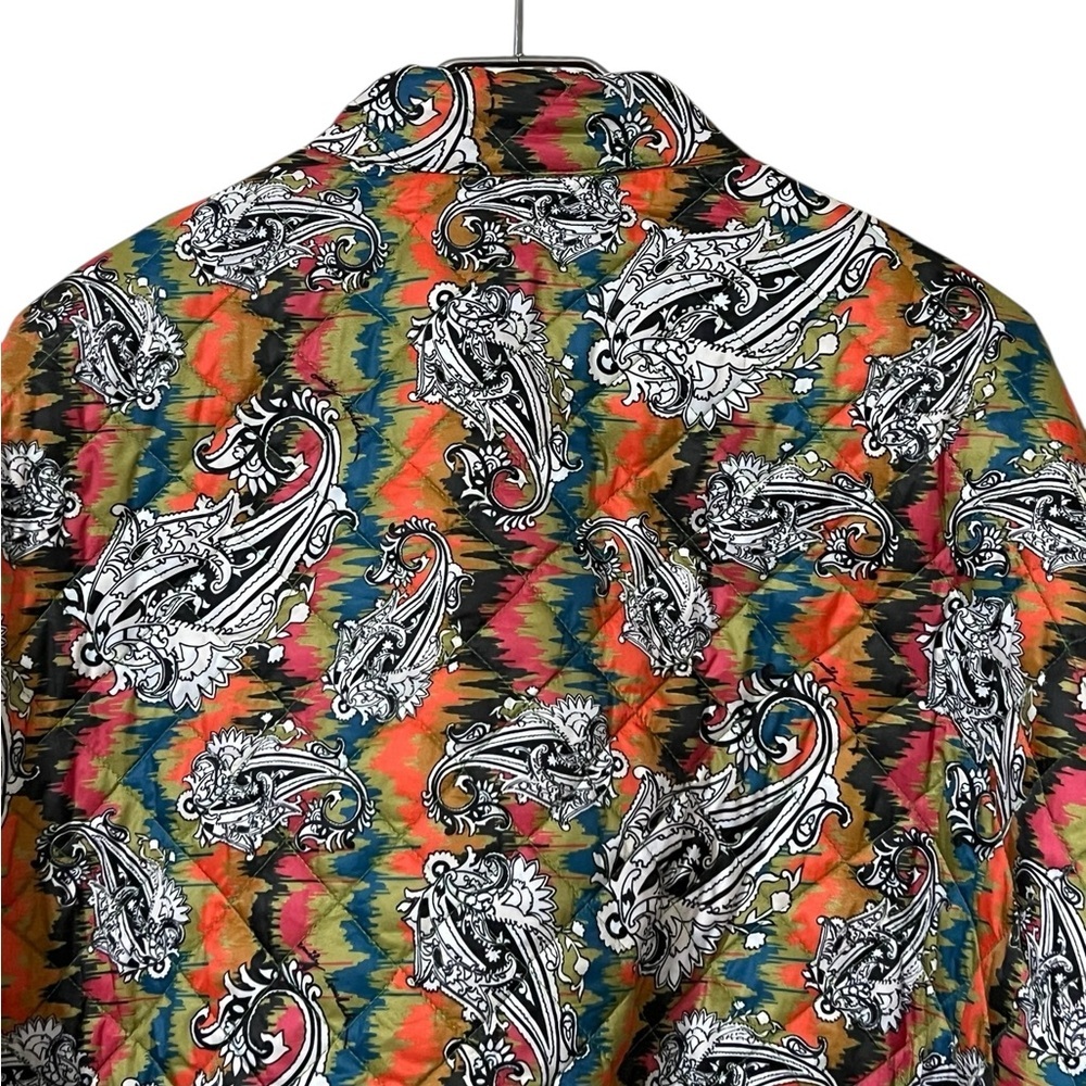 Emily Lovelock multicolor paisley quilted zip front boxy jacket colorful - Picture 4 of 11